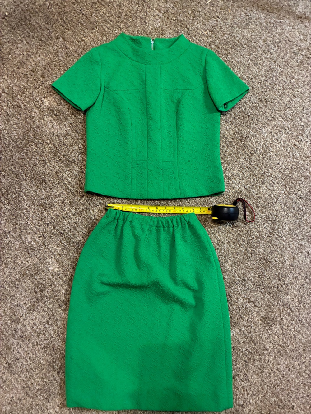 Green Two-Piece Crop Top and Skirt Set